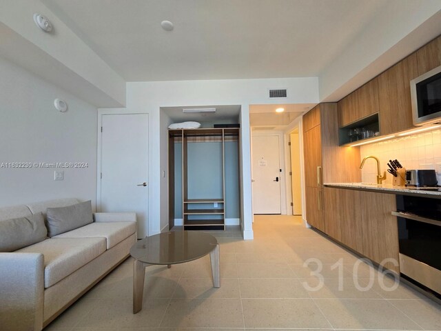 view of tiled living room