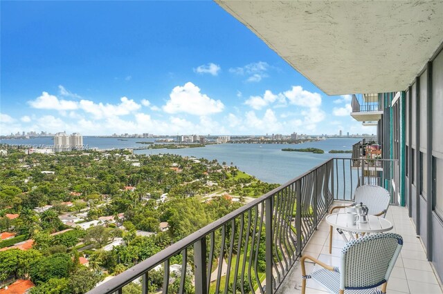 balcony with a water view