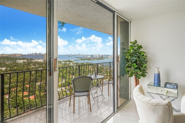 balcony with a water view