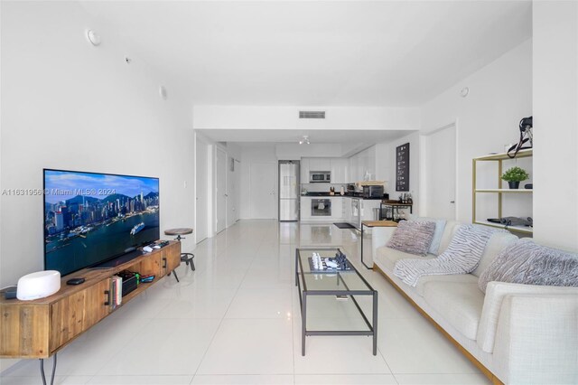 view of tiled living room