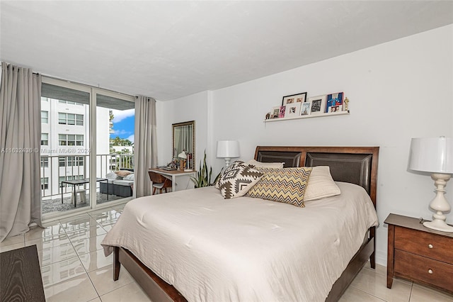 tiled bedroom with access to exterior