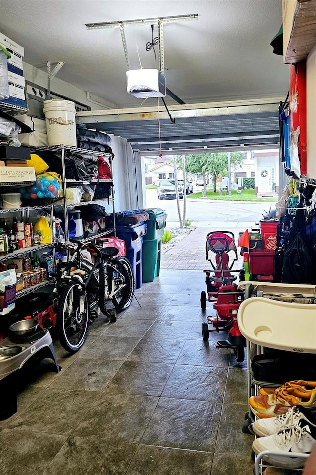 garage with a garage door opener