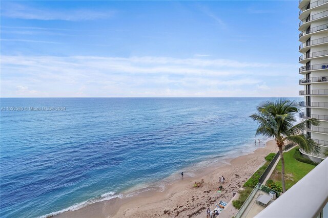 property view of water featuring a view of the beach