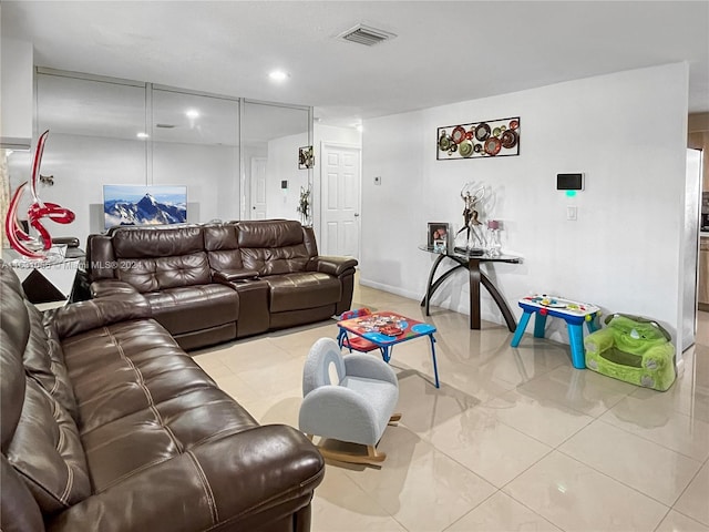 view of tiled living room