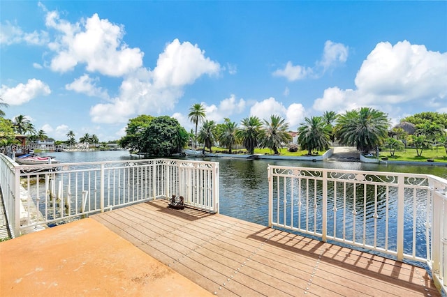 view of dock featuring a water view