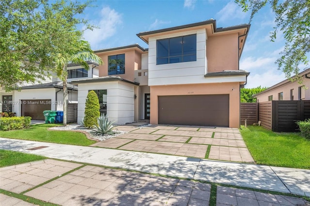 contemporary home with a garage