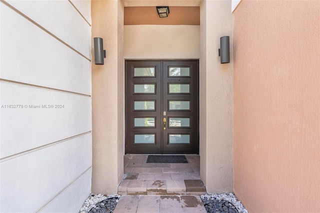 property entrance with french doors