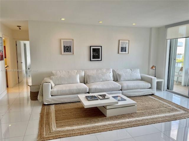 view of tiled living room