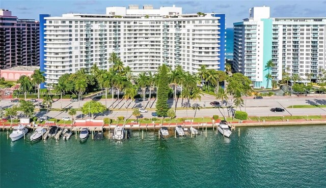 bird's eye view featuring a water view