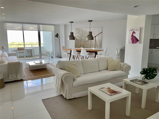 view of tiled living room