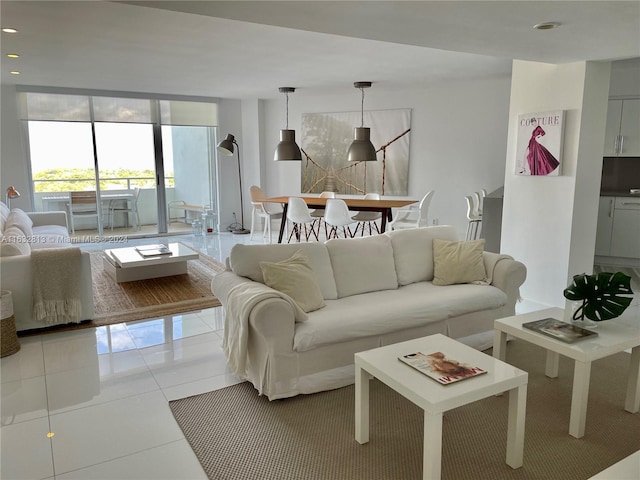 view of tiled living room