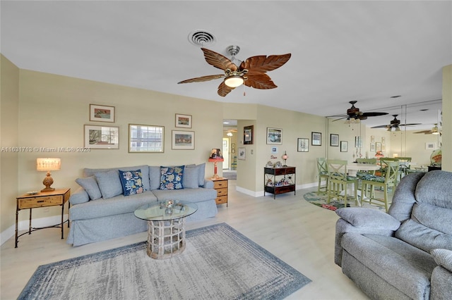 living room featuring light hardwood / wood-style floors