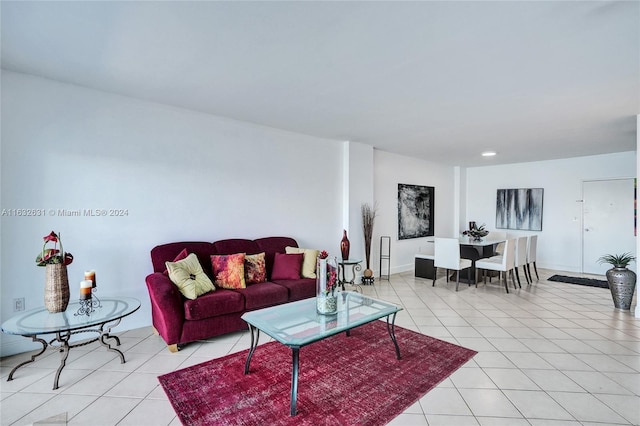 view of tiled living room