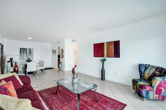 view of tiled living room