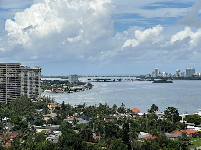 property view of water featuring a view of city