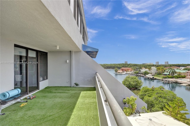 balcony with a water view