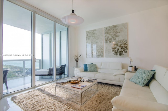 living room with expansive windows and plenty of natural light