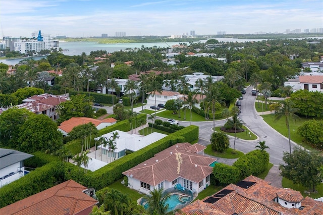 bird's eye view featuring a water view