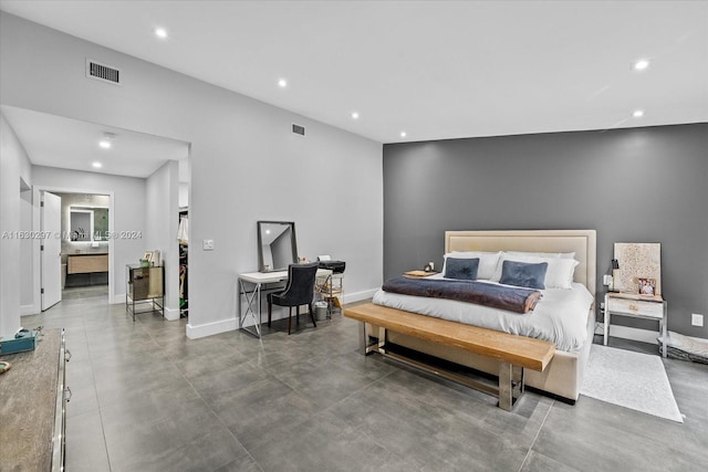 bedroom with concrete flooring