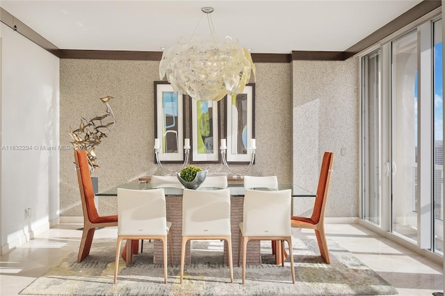 dining room with a notable chandelier