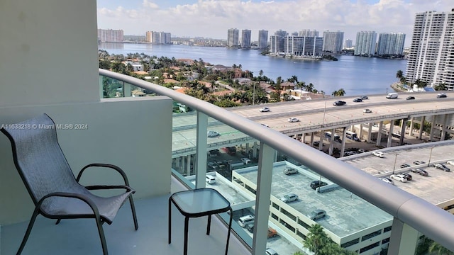 balcony with a water view