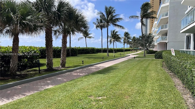 view of property's community featuring a lawn