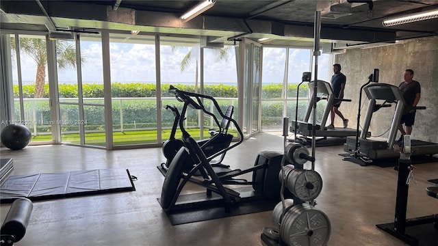 gym featuring expansive windows