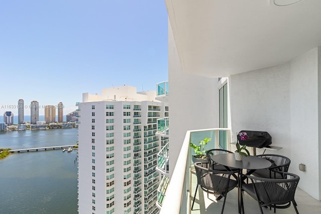 balcony with a water view