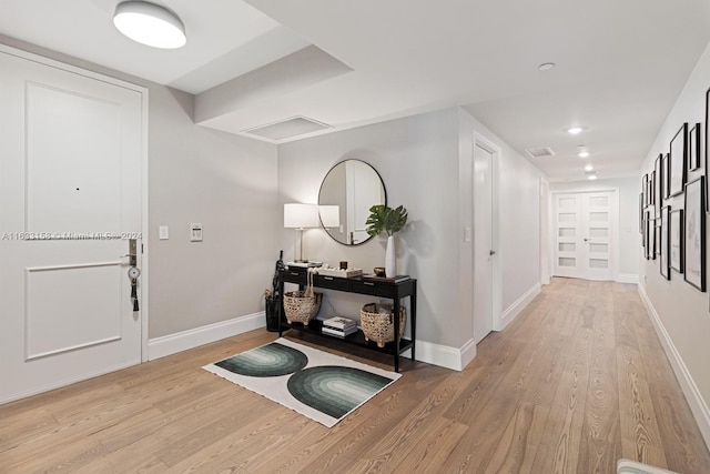 hall featuring light wood-type flooring