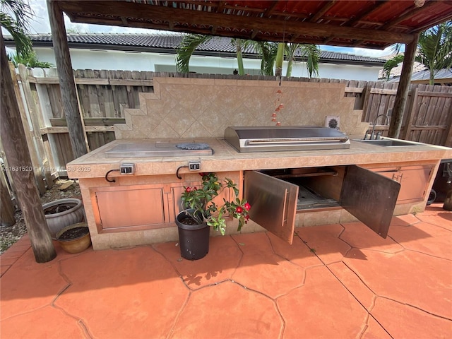 view of patio with exterior kitchen and sink