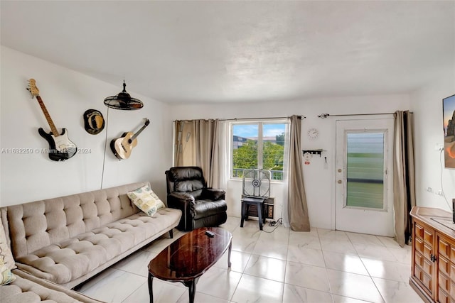 view of tiled living room