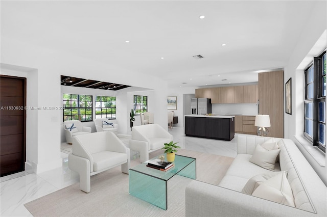 view of tiled living room