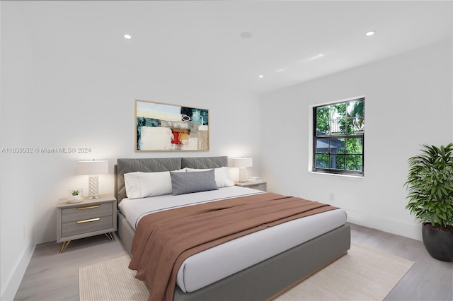 bedroom featuring light hardwood / wood-style flooring