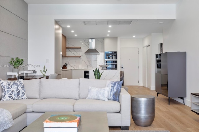 living room featuring light hardwood / wood-style flooring