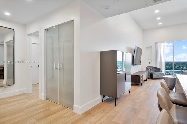 hall featuring light wood-type flooring