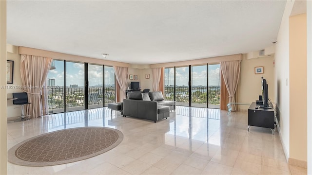 view of tiled living room