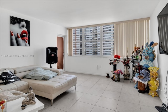 view of tiled living room