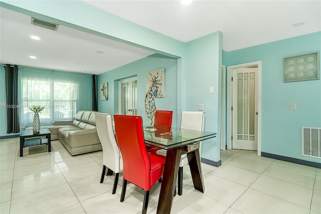 216 SW 6th St, Hallandale Beach, FL 33009 - dining room featuring baseboards, visible vents, recessed lighting, and light tile patterned floors