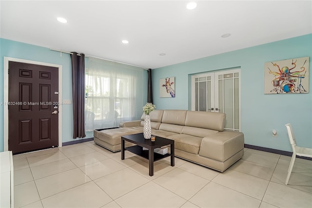 view of tiled living room