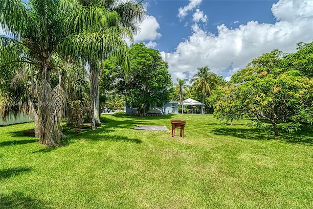 view of yard with a gazebo