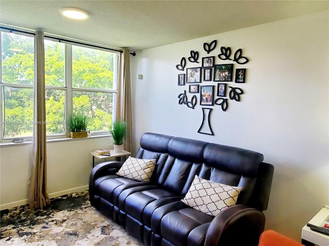 carpeted living room featuring a wealth of natural light