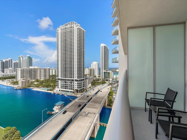 balcony with a water view