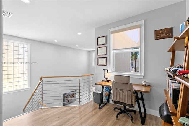 office featuring light wood-type flooring