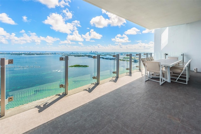 balcony with a water view