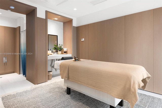 bedroom with recessed lighting