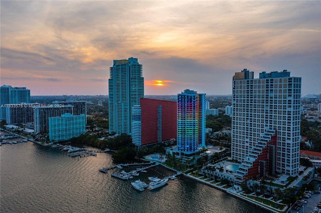 property's view of city with a water view