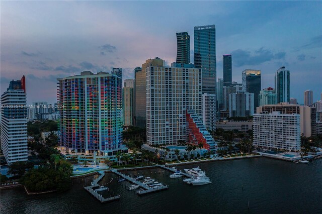 property's view of city featuring a water view