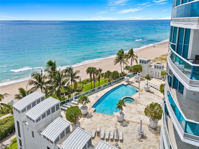 exterior space with a beach view