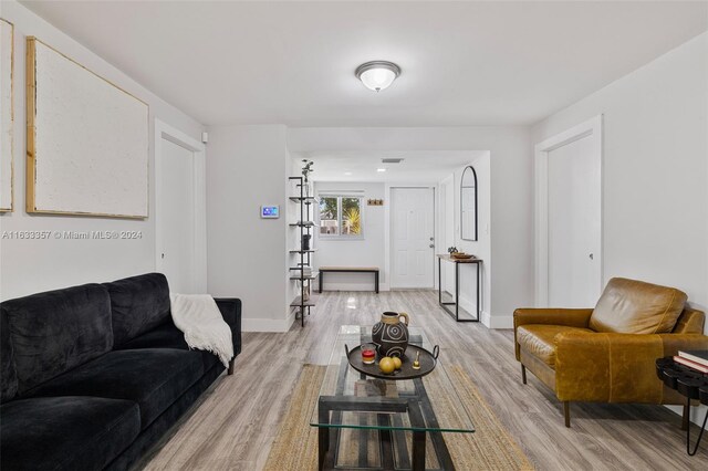 living room featuring light wood-type flooring