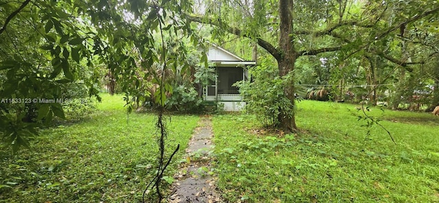 view of yard featuring a sunroom